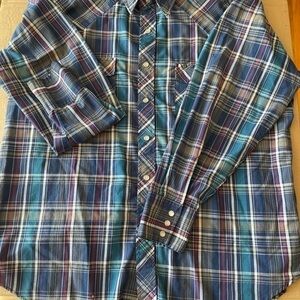 Plainsman VTG plaid western shirt, sz xl, pearl snap